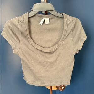 H&M Gray Ribbed Crop Top